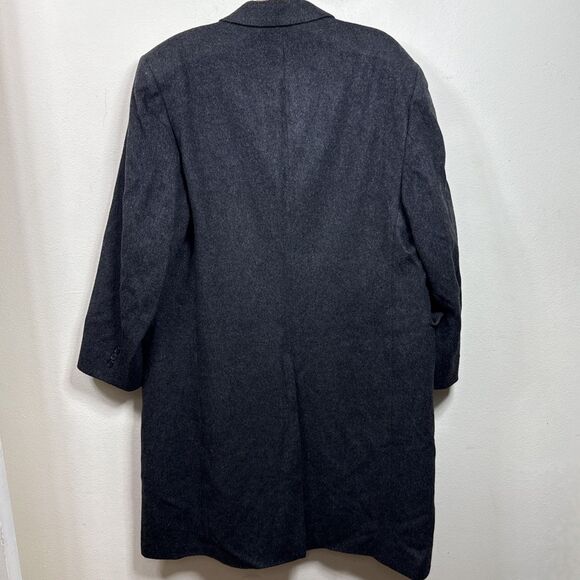 (T7) Bullock Jones Men's Vintage 100% Cashmere Grey Coat, Size 46 R, Long - Picture 2 of 15